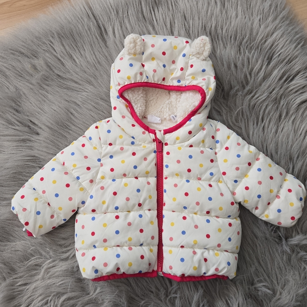 Baby Gap Bear Ears Polka Dot Puffer Jacket